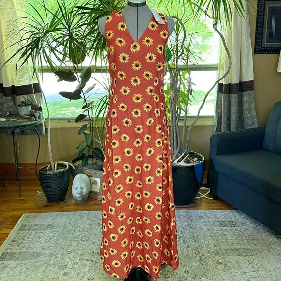 NWT Timeless London Glini Maxi Dress Orange Sunflowers 6, 12 Summer - Picture 2 of 9